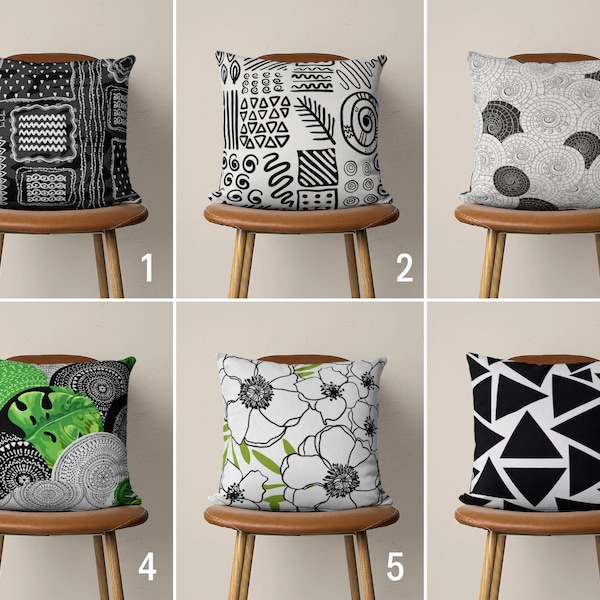 Black White and Green Pillows Etsy