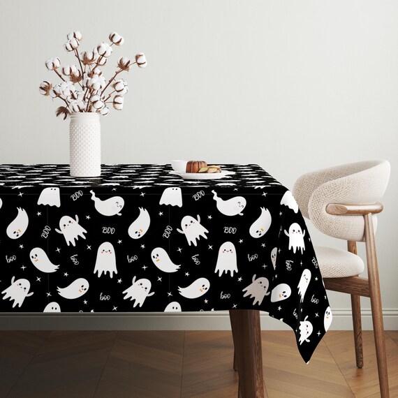 Haooryx 3er-Set Halloween Tischdecke – Niedliches Geister-Design, Wasserdicht, Rosa