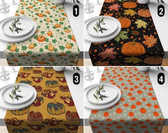 Caminho de mesa com tema de colheita de abóbora de outono, caminho de mesa rústico boho de outono, caminho de mesa laranja personalizado e aconchegante, decoração de sala de jantar estilo fazenda, presente de Ação de Graças