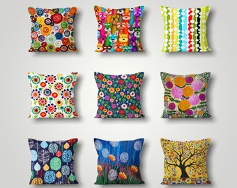 bright couch pillows
