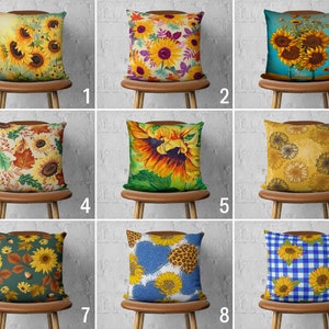 Sunflower Painting Pillow Case, Summer Sunflowers Cushion Cover, Yellow Floral Throw Pillow Cover, Sunflower Decor, Handmade Pillow, 16x16