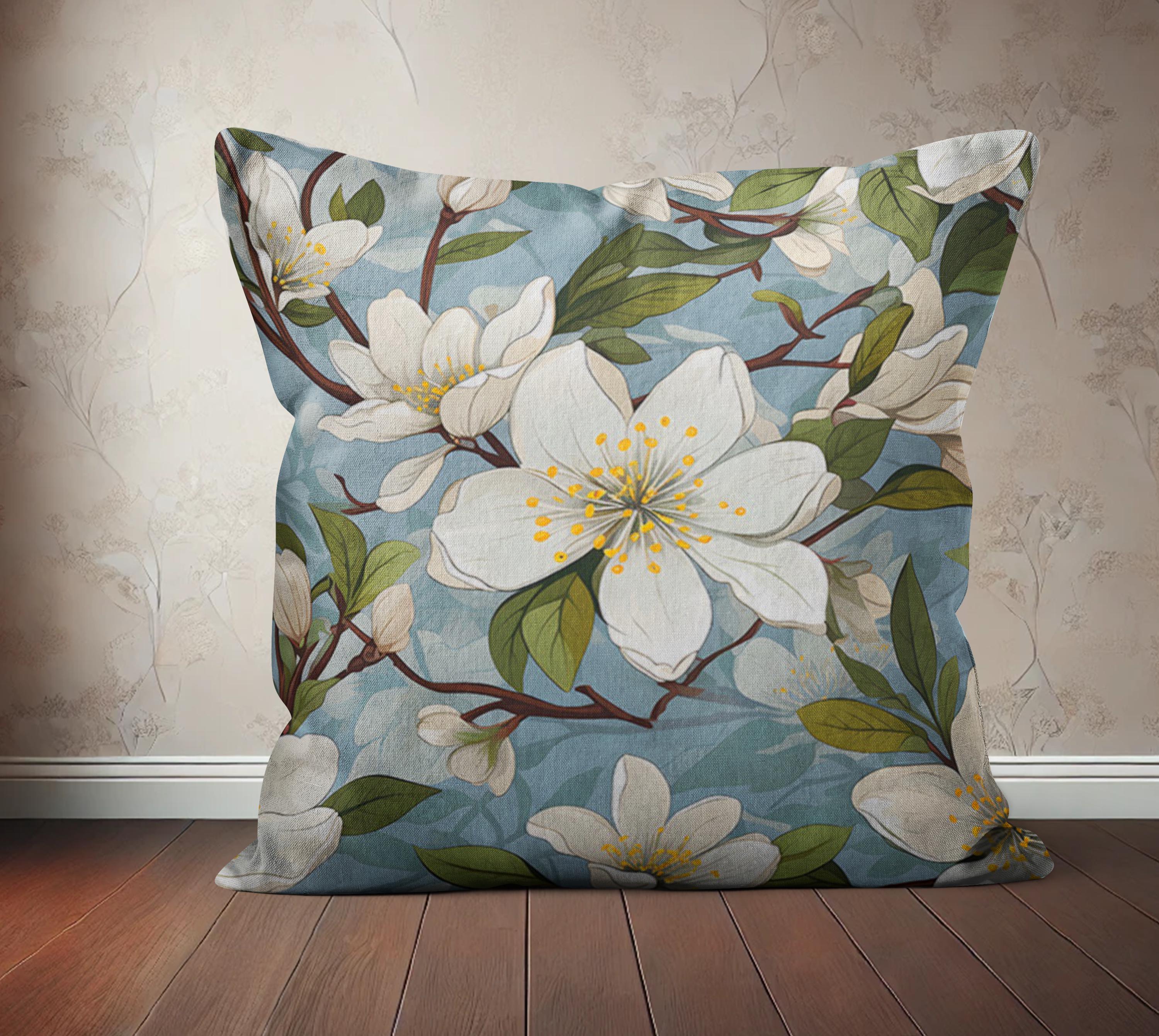 Federa per cuscino con fiori di magnolia, elegante federa floreale verde acqua e bianco, federa per cuscino rustica classica e romantica, federa per cuscino europea, 16x16 - Italia Federa per cuscino con fiori di magnolia, elegante federa floreale verde acqua e bianco, federa per cuscino rustica classica e romantica, federa per cuscino europea, 16x16 - Italia