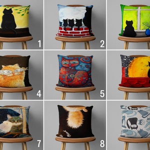 Cute Cats Pillow Cover, Cat Design Cushion Cover, Pretty Kittens Pillow Case, Living Room Decor, Any Customized Size Pillow, Only Cover