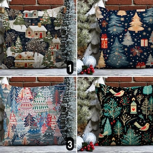 Federa per cuscino con motivo a albero di pino allegro, federa per cuscino con alberi di Natale, federa per cuscino invernale festivo, arredamento accogliente per baita, 22x22 24x24 26x26