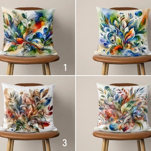 Colorful Abstract Leaves Pillow Cover, Modern Eclectic Design Pillow Cover, Floral Leafy Abstract Cushion Cover, Any Size, Boho Home Decor