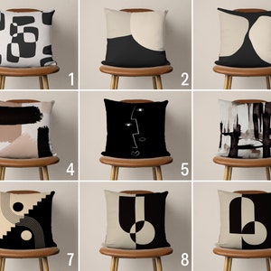 Abstract Black Pillow Case, Minimalist Pillow Cover, Mid Century Modern Cushion Cover, Any Size Pillow, Modern Boho Home Decor, Cover Only