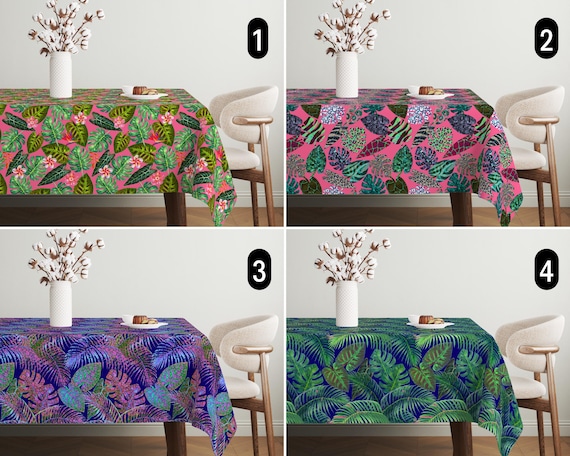 Tropisch exotischen Dschungel Design Tischdecke, lebendige rosa grn blau  Monstera Bltter Tischdecke, botanische Laub Tischdecke, Bauernhaus Dekor -  Etsy sterreich