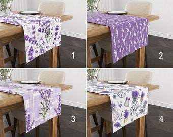 Lavender Design Table Runner, Purple Floral Runner, Lavender Flower Tablecloth, Bloomy Summer House Textile, Any Size Runner, Table Decor