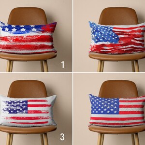 American Flag Throw Pillow Cover, USA Flag Cushion Cover, Red Blue White United States of America Home Decoration, Any Size Pillow, 12x18