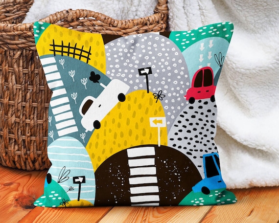 Funda de almohada para niños pequeños, funda de cojín de coches, decoración  de guardería para niños