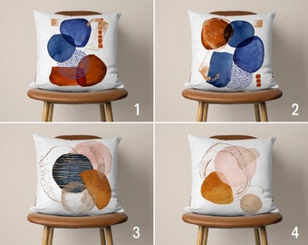 Modern Abstract Pillow Case, Minimalist Boho Throw Pillow Cover, Watercolor Art Cushion Cover, Any Size Pillow, Euro Pillow Sham, 18x18
