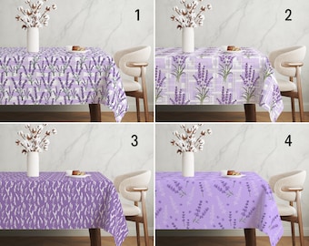 Nappe fleurs lavande, nappe florale violette, nappe couleur lilas violet été printemps, décoration de salle à manger, décoration de table de mariage