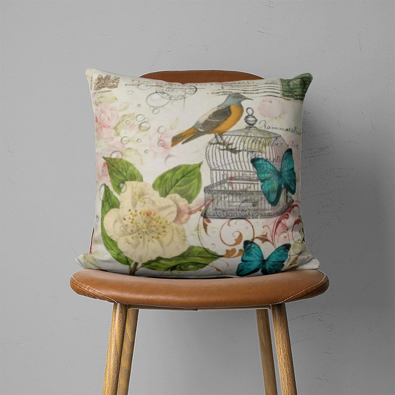 Little Birds Pillow Cover Vintage Style Pillow Case Spring Etsy Canada
