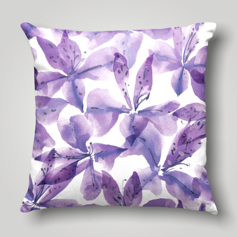 Purple Flowers Pillow Case Floral Spring Pillow Cover Lilac Etsy