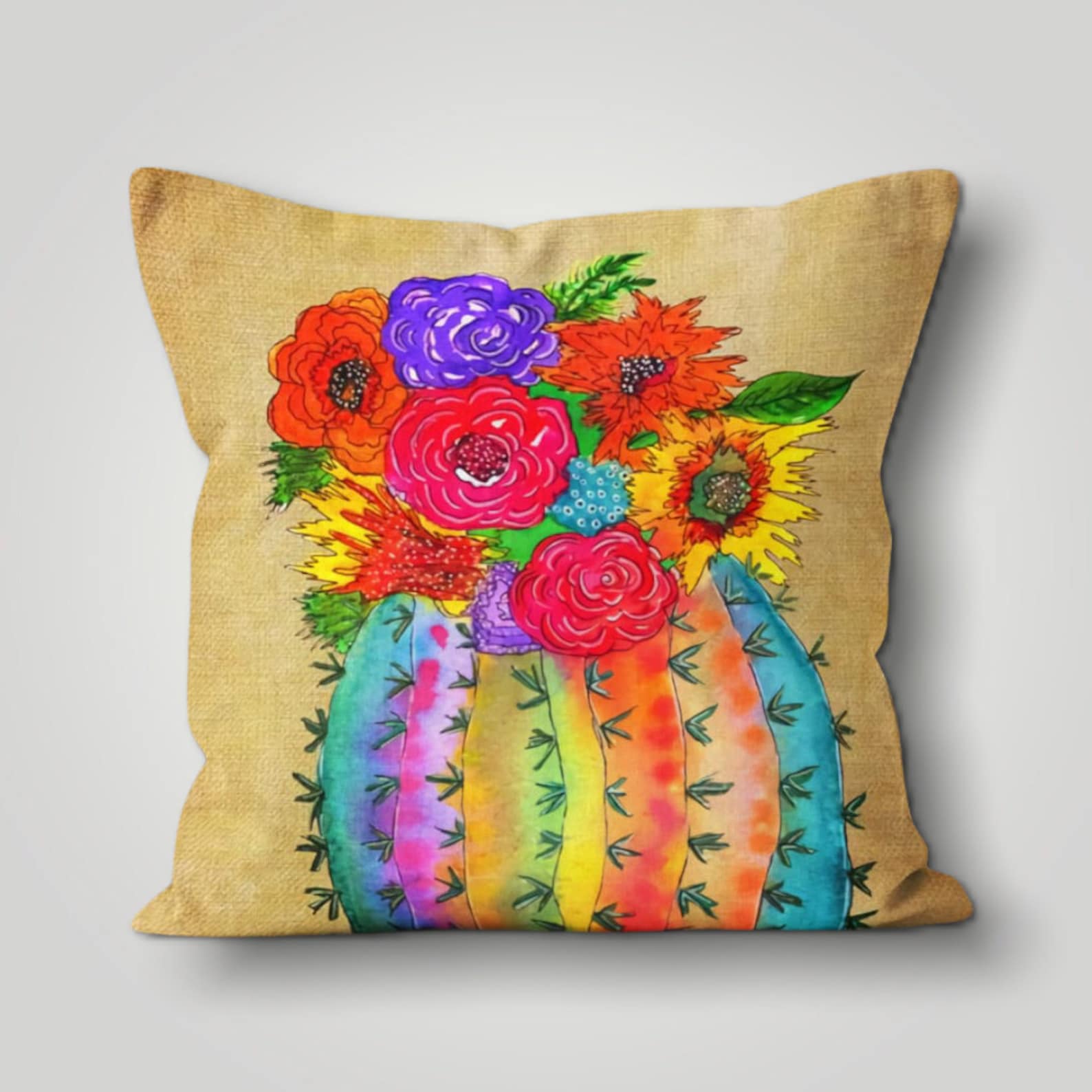 Abstract Colorful Painting Pillow Cover Bright & Vivid Floral Etsy