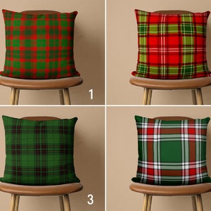 Plaid Pattern Pillow Cover, Green & Red Tartan Winter Cushion Cover, Christmas Pillow Case, Xmas Home Decor, New Year Gift, All Size Pillow