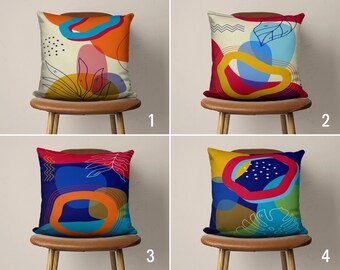 Vibrant Abstract Pillow Case, Bright Vivid Cushion Cover, Colorful Modern Pillow Cover, Decorative Pillow Covers, Any Size Pillow, 18x18