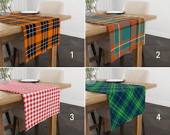 Tartan & Plaid Muster Tischläufer, Dekorativer Handgemachter Läufer, Orange Rot Grün Tischwäsche, Jede Größe, Wohnung Dekor, Bauernhaus Dekor