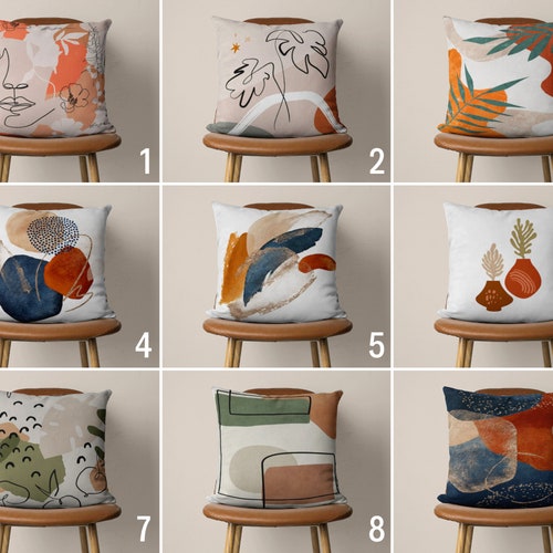 Mid Century Modern Pillow Cover Boho Abstract Pillow Case Etsy Canada