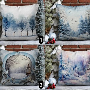 Federa per cuscino Cozy Winter Wonderland, federa per cuscino Snowy Landscape, federa per cuscino Holiday Blue White, decorazione natalizia Boho, federa per cuscino Euro