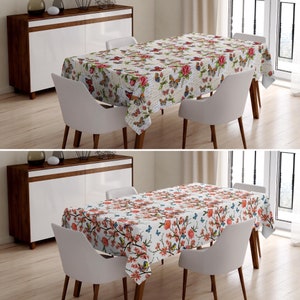 Roses & Butterflies Tablecloth, Floral Table Cover, Spring Home Decor, Flower Home Linens, Custom Tablecloth, Unique Home Decor