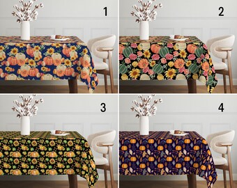 Fall Pumpkins Pattern Tablecloth, Autumn Pumpkin Design Table Cover, Boho Thanksgiving Table Cloth, Dining Room Decor, Thanksgiving Gift