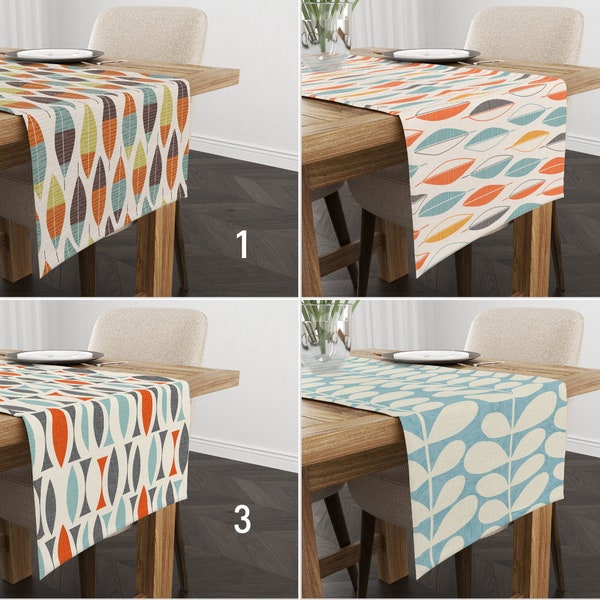 Colorful Retro Pattern Runner, Mid Century Modern Table Runner, Abstract Tablecloth, Retro Table Cover, Any Size Runner, All Sizes