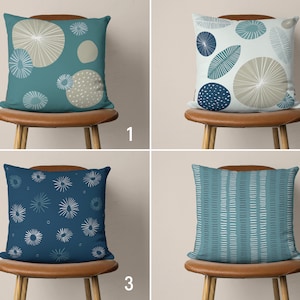 Blue Abstract Pillow Covers, Modern Cushion Cover, Contemporary Pillow Case, Living Room Pillow, Unique Home Decor, Any Size, Cover Only