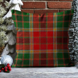 Red Green Plaid & Tartan Pillow Cover, Christmas Holiday Throw Pillow Case, Scottish Style Pattern Winter Pillow Case, Boho New Year Decor 9