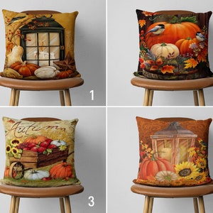 Cozy Home Pillow Cover, Autumn Pumpkin Cushion Cover, Sunflower Pillow Case, Thanksgiving Gift, Farmhouse Halloween Decor, Couch Pillow Case