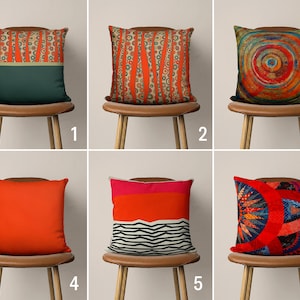 Abstract Pillow Case, Red Circle Design Lumbar Cushion Cover, Vivid Luxury Throw Pillow Cover, Any Size Pillow, Living Room Decor, 60x60 cm