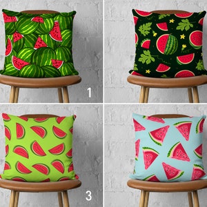 Watermelon Pillow Cover, Summer Fruit Pillow Case, Green & Pink Cushion Cover, Any Size Pillow, Decorative Pillow, Cover Only, 20x20 18x18
