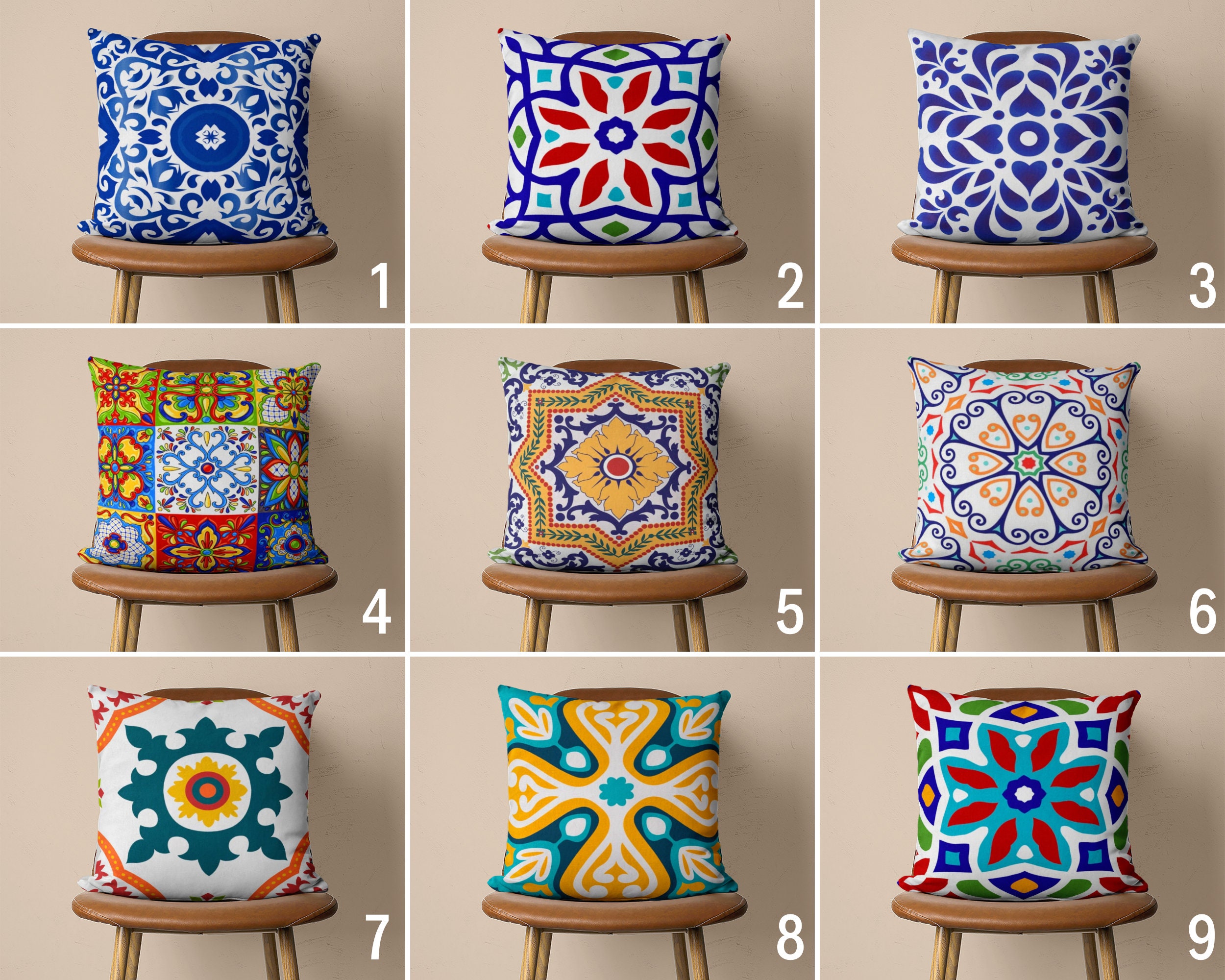 Moroccan Embroidered Pillow Covers 18x18, Set Of 2
