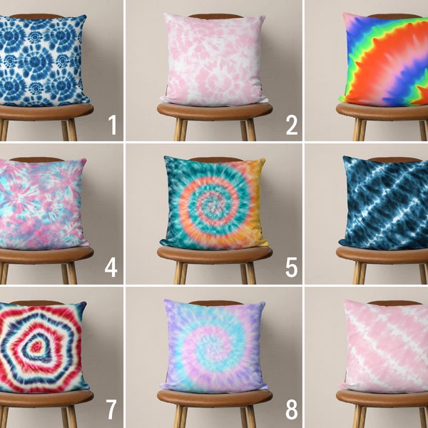 Shibori Tie Dye Pattern Pillow Cover, Colorful Batik Throw Pillow Case, Abstract Cushion Cover, Any Size Pillow, Sitting Room Decor, 16x16