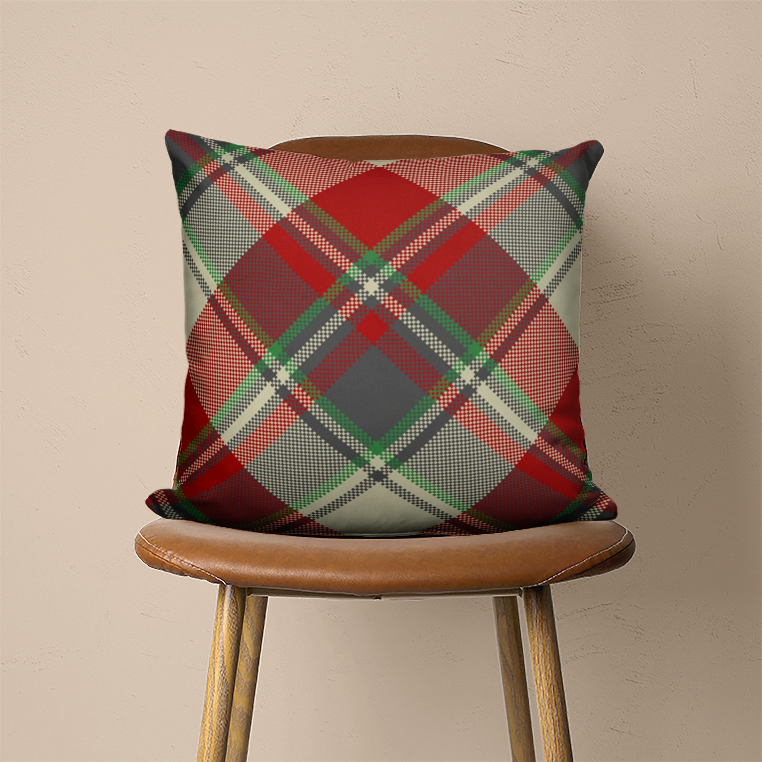 Federa Cuscino 50x50 Cm Bageyou: Motivi Scozzesi E Pois, Lino Misto, Cuscino Divano Camera Letto