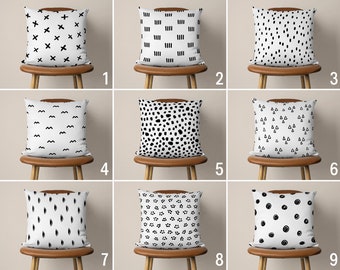 Modern Black & White Pillow Cover, Dotted Cushion Cover, Indoor and Outdoor Pillow Case, Handmade Pillow, Any Size Pillow, 20x20 18x18 14x14