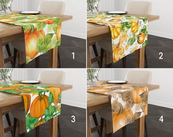 Orange Kürbisse Tischläufer, Herbst Tischdecke, Kürbis Dekoration, Tischwäsche, Bauernhaus Dekor, Erntedank Geschenk