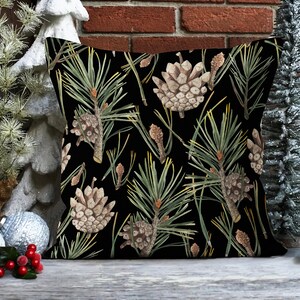 Pine Cone Design Throw Pillow Cover, Green Brown Pine Tree Pillow Case ...