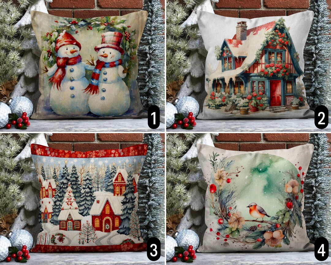 thumbnail image 2 of 18x18 Inch Holiday Decor Set Of 4 Christmas Pillow Covers Set Of 4 - 18x18 Inch Holiday Decor With Hidden Zipper Christmas Pillow Covers 18x18 2 of 11