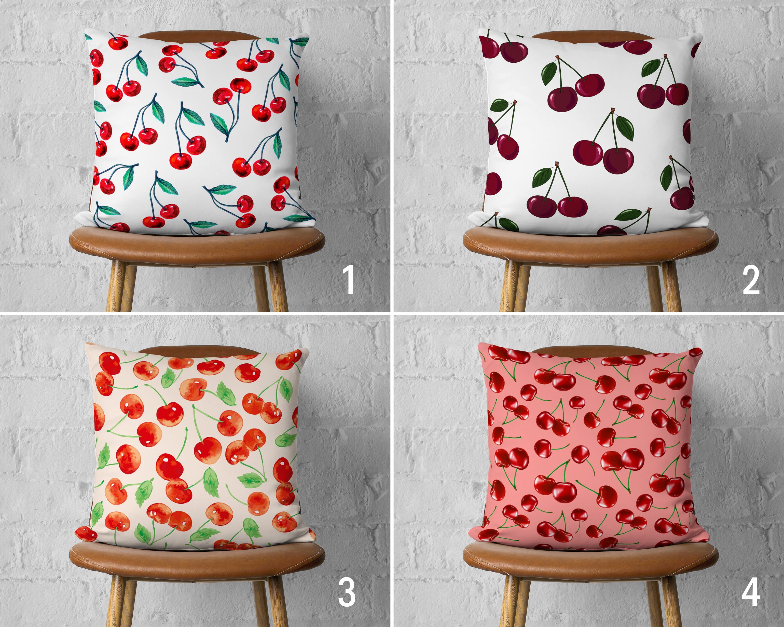 Sweet Cherries Pillow Cover, Summer Fruit Pillow Case