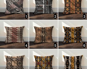 Geometric Aztec Throw Pillow Case, Boho Tribal Pattern Cushion Cover, Rustic Farmhouse Decor