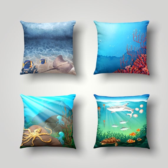 set of 2 whale anchor marine life cushion cover wholesale US Seller 