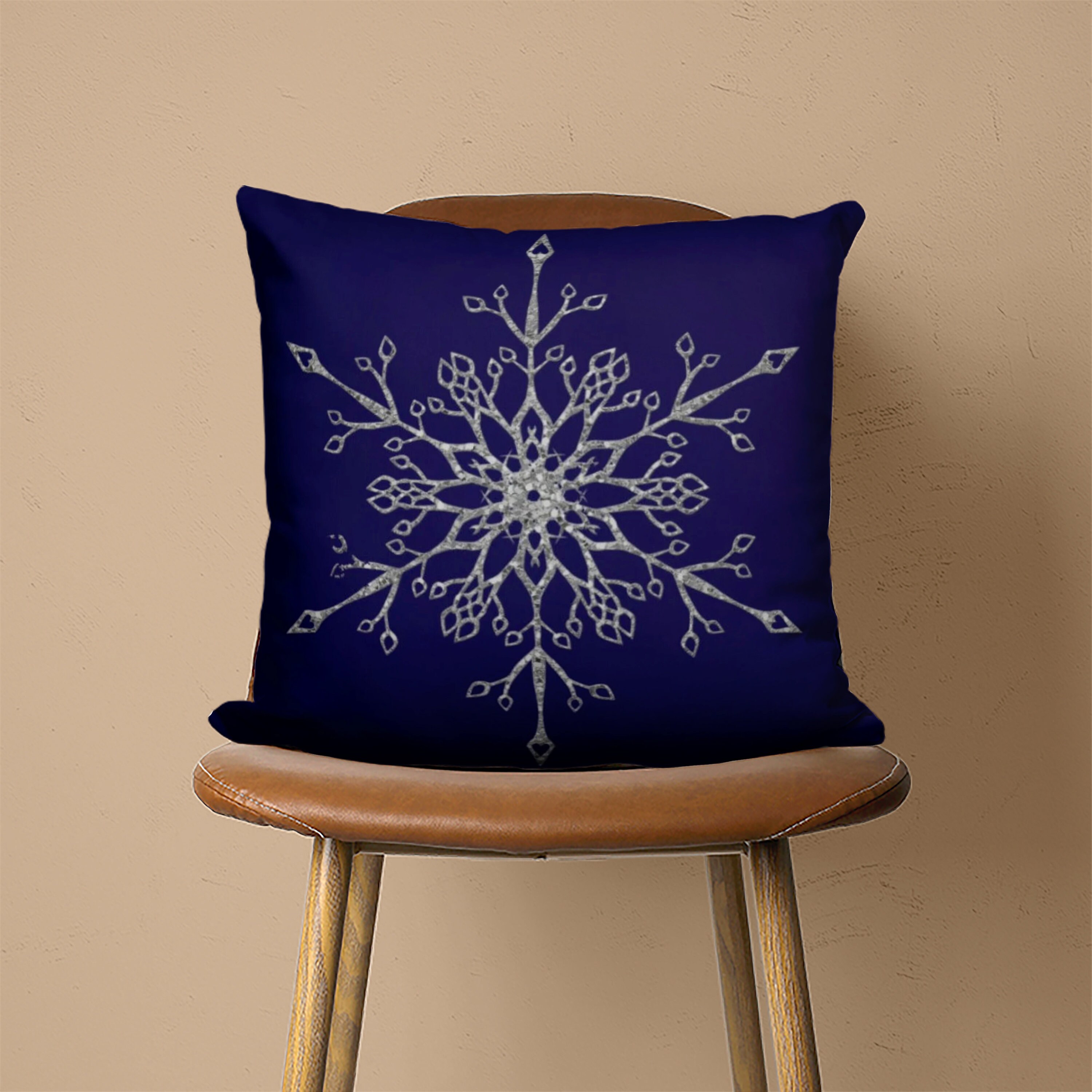 Snowflake Pillow Cover Dark Blue Winter Pillow Case Navy Etsy