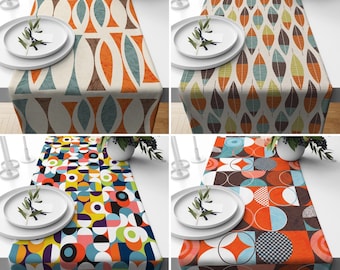 FANSU Runner da Tavola Geometrico, Colorato Fatto a Mano Cotone e Lino con Nappe Decorazione Moderno Nordico Semplice Classico per Decorazioni per la Casa, Feste (33×160cm,Color Wave