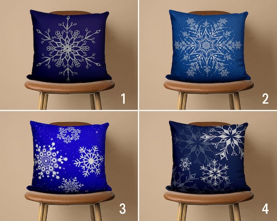 Blue christmas pillow covers hot sale