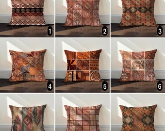 Southwestern Boho Print Cushion Cover, Tribal Aztec Accent Pillow Case, Rustic Home Decor