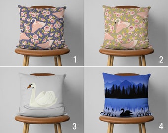 Federa per cuscino a forma di cigno, federa per cuscino a forma di cigno bianco e rosa, federa per cuscino a forma di uccelli, decorazione per la casa con design di animali, decorazione per la camera da letto, federe per cuscini di qualsiasi dimensione