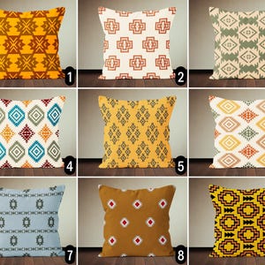 Boho Aztec Design Throw Pillow Cover, Tribal Pattern Southwestern Lumbar Pillow Cover, Yellow Orange Brown Cushion Cover, Ethnic Home Decor