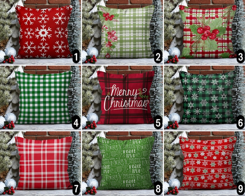 Plaid Christmas Throw Pillow Cover