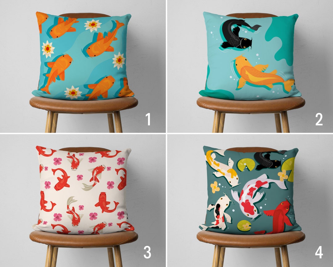 Colorful Catfish Pillow Cover Marine Pillow Case Blue & Etsy